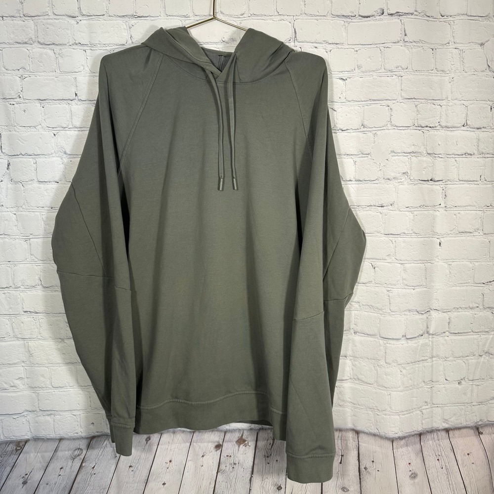 Lululemon City Sweat Pullover Hoodie XXL Olive Green Mens French Terry Raglan